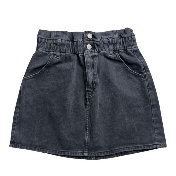 PACSUN Women's Black Aria Wash Paperbag Waist Denim Mini Skirt Size Small - Picture 1 of 7